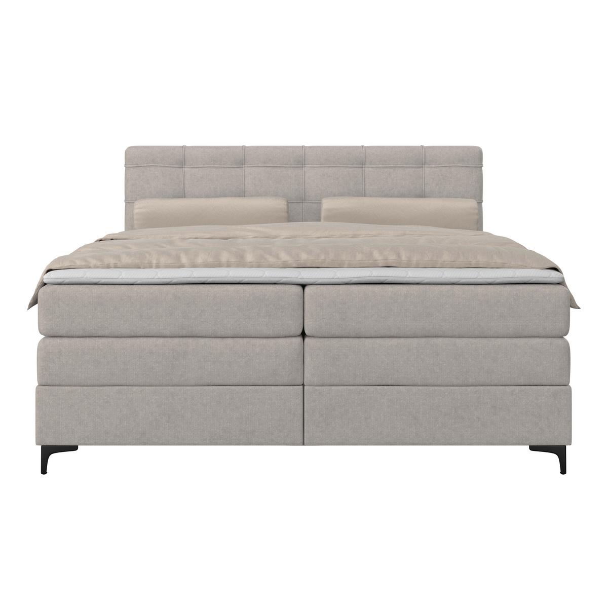 Boxspringbett MITTO Lavagrau 160x200 cm - Lavagrau/Schwarz, KONVENTIONELL, Textil/Metall (160/200cm)