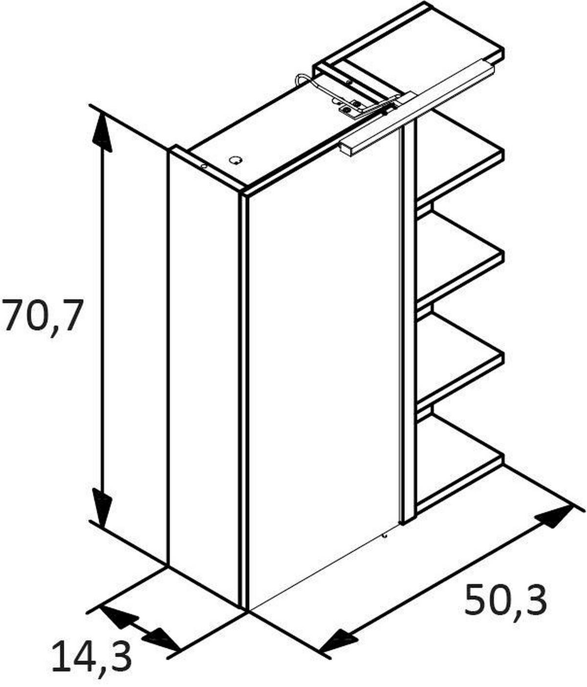 Spiegelschrank Esther mit Led 1 Türe Eiche Dekor - Eichefarben, MODERN, Glas/Holzwerkstoff (51,3/75/16cm) - MID.YOU