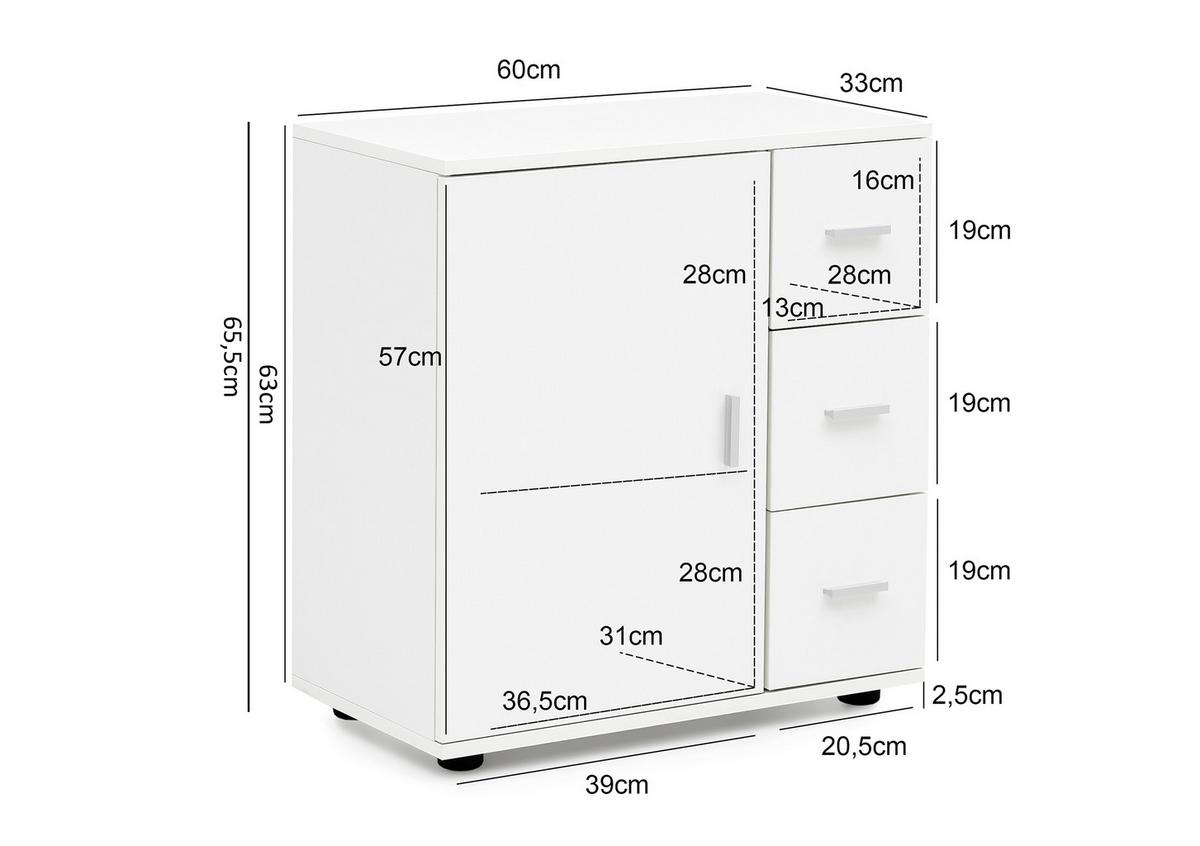 Skrinka wl5.877 biela - čierna/biela, Basics, kov/kompozitné drevo (60/65,5/33cm) - MID.YOU