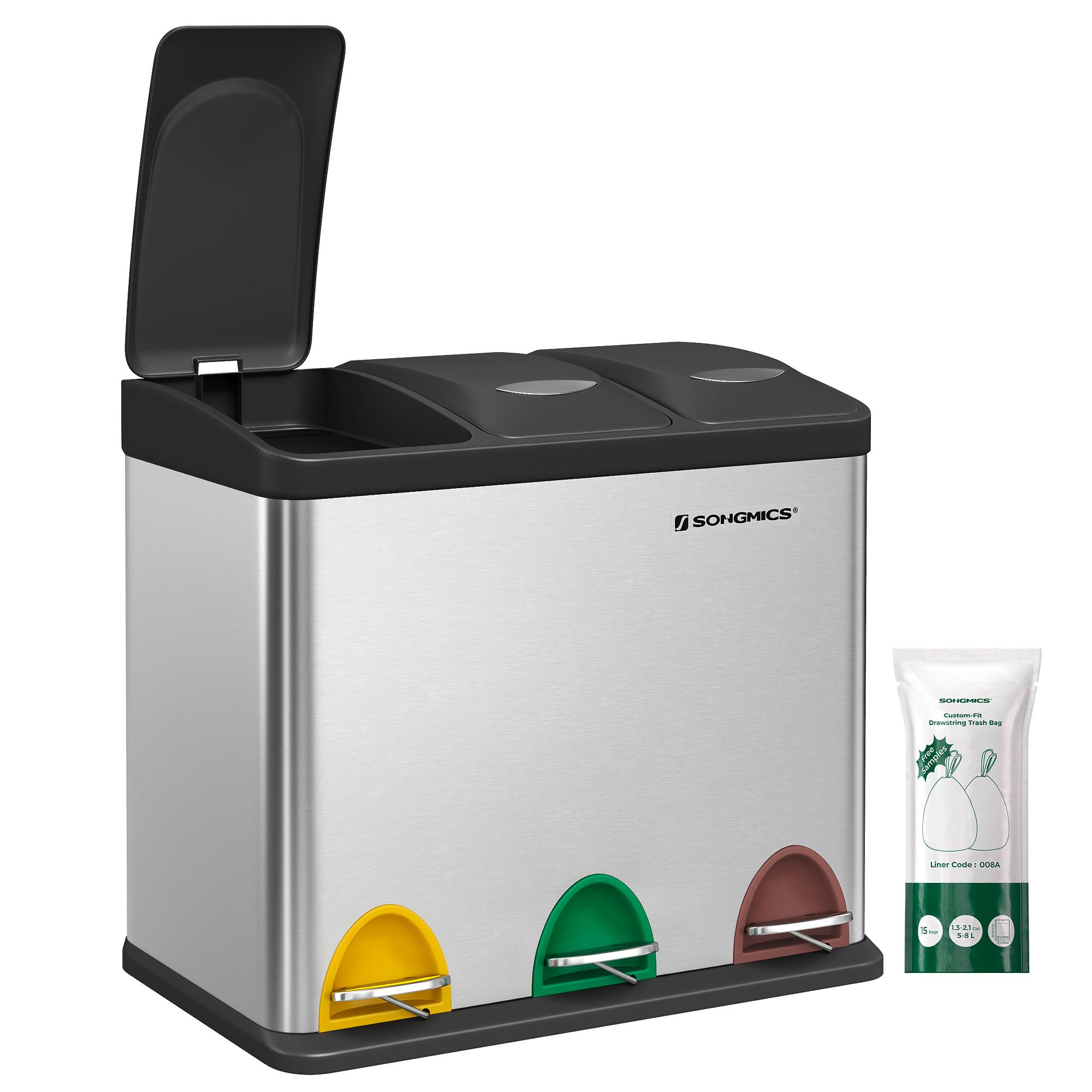 Abfallsammler Schwarz/Edelstahlfarben B:47cm - Edelstahlfarben/Schwarz, Basics, Kunststoff/Metall (47/39,5/28,3cm)