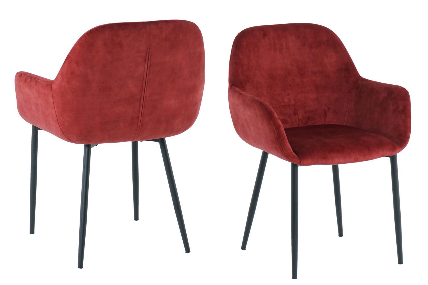 ARMLEHNSTUHL-SET Schwarz/Rot 2-teilig - Rot/Schwarz, MODERN, Textil/Metall (60/84/57,5cm) - MID.YOU