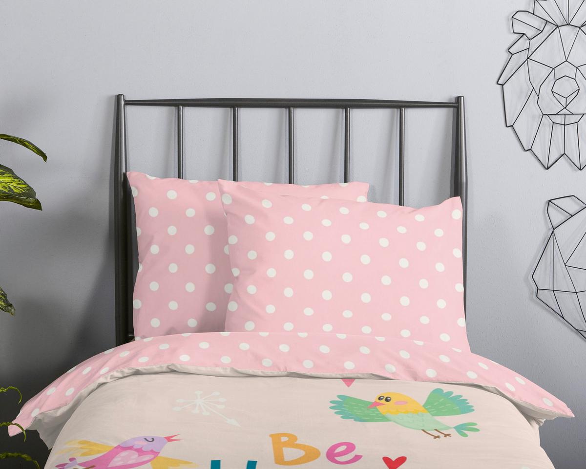 WENDEBETTWÄSCHE HAPPILY - Blau/Hellrosa, Basics, Textil (140/200cm)