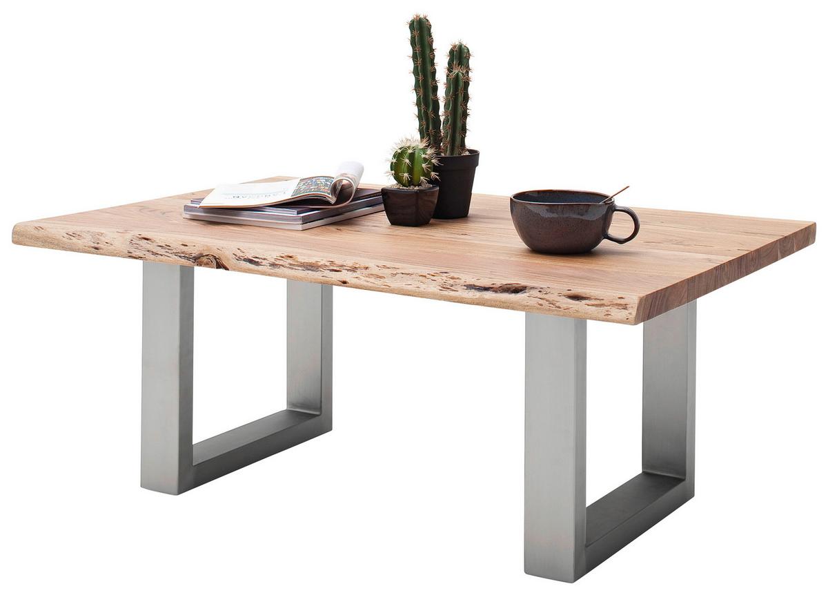 Couchtisch Holz Massiv Cartagena Akazie/Edelstahlf. - Edelstahlfarben/Akaziefarben, MODERN, Holz/Metall (110/45/70cm)