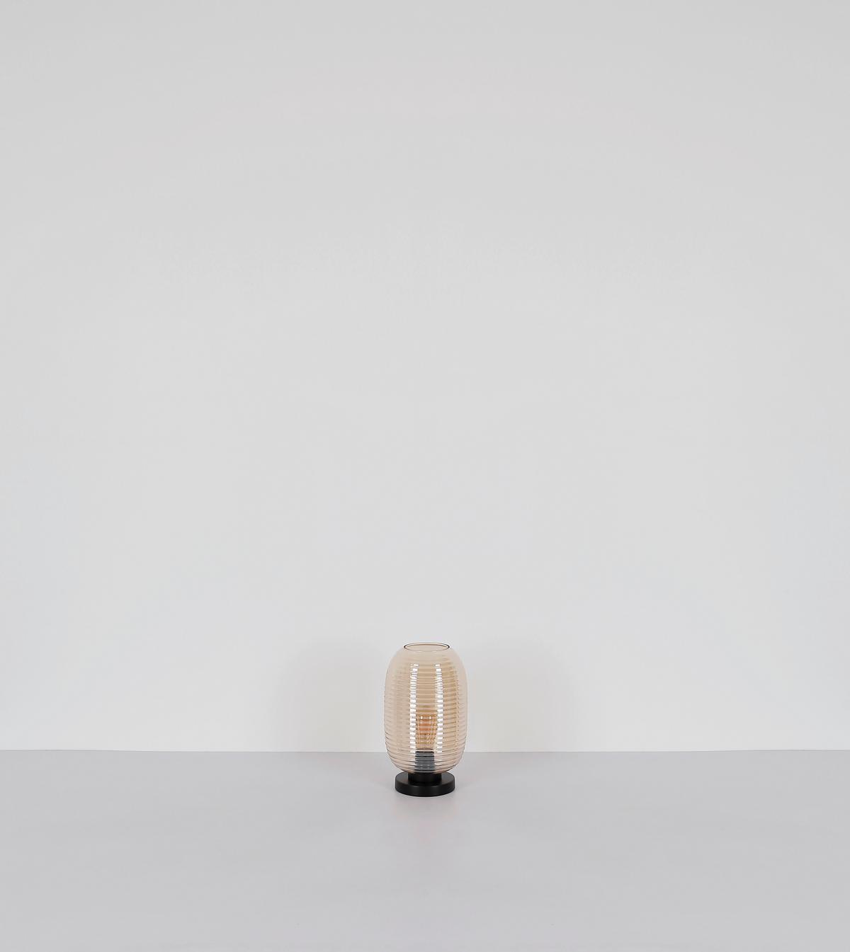 Tischleuchte 15794ta Jefrey - Bernsteinfarben/Schwarz, Basics, Glas/Kunststoff (20/34,5cm) - Globo