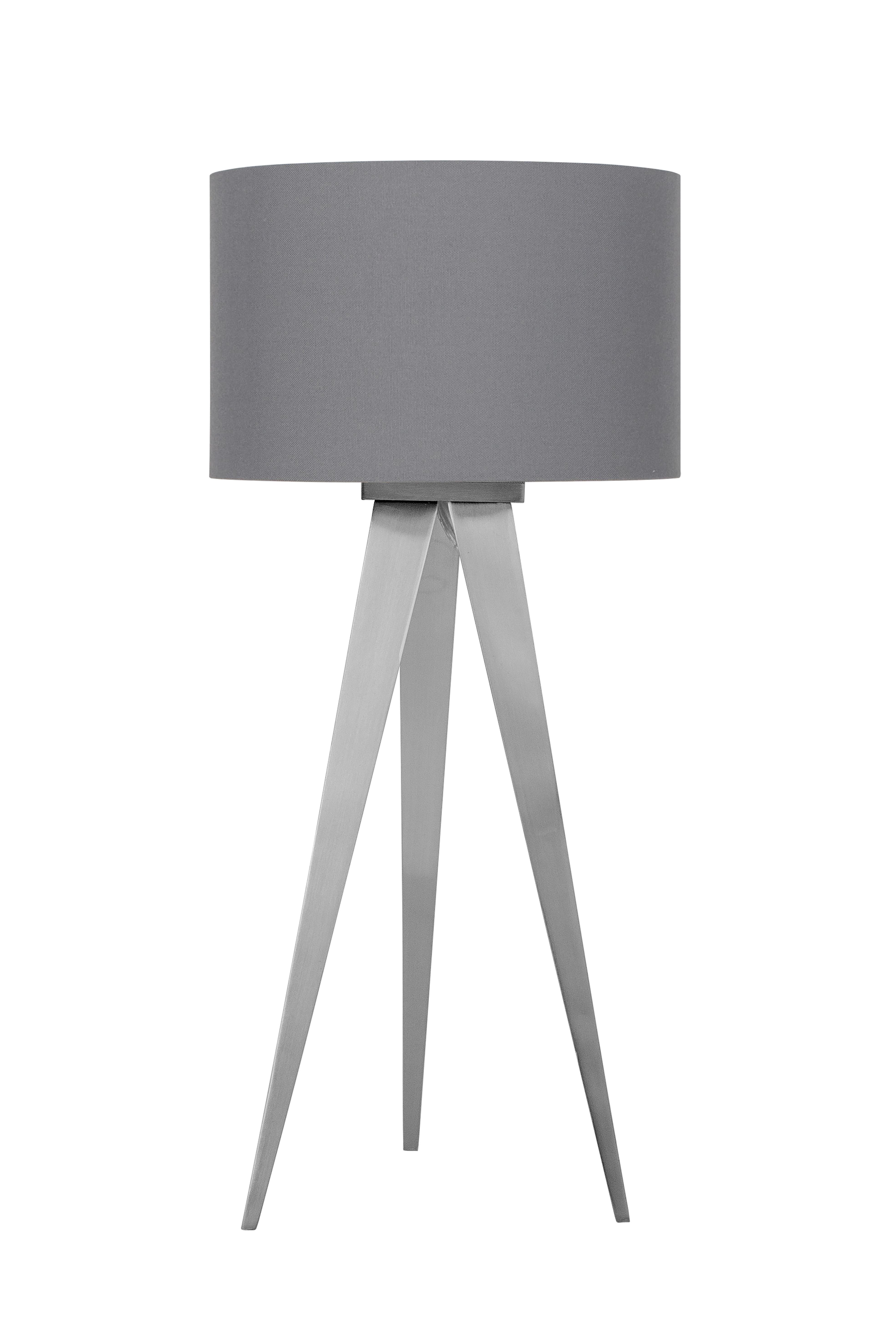 Tischlampe Tripod Nickelfarben mit Kippschalter - Nickelfarben, Basics, Textil/Metall (28/61,5cm) - Näve