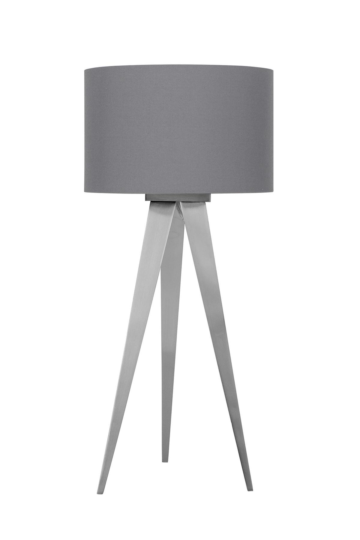 Tischlampe Tripod Nickelfarben mit Kippschalter - Nickelfarben, Basics, Textil/Metall (28/61,5cm) - Näve