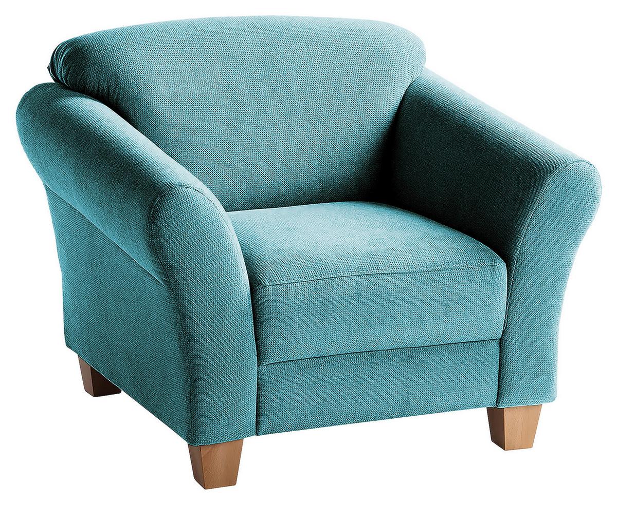 Sessel Gotland petrol Rücken echt, 101x84x89 cm - Petrol/Naturfarben, KONVENTIONELL, Textil (101/84/89cm) - Sit & More