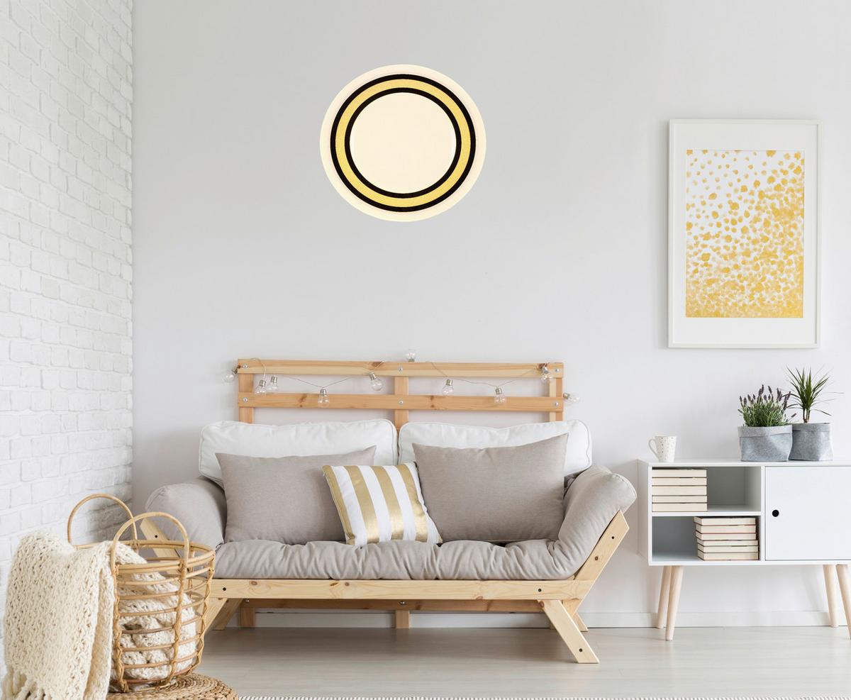 Led-deckenleuchte Kerstin Ø 55 Cm Mit Sternenhimmel - Goldfarben/Schwarz, Design, Kunststoff/Metall (55/10cm) - Luca Bessoni