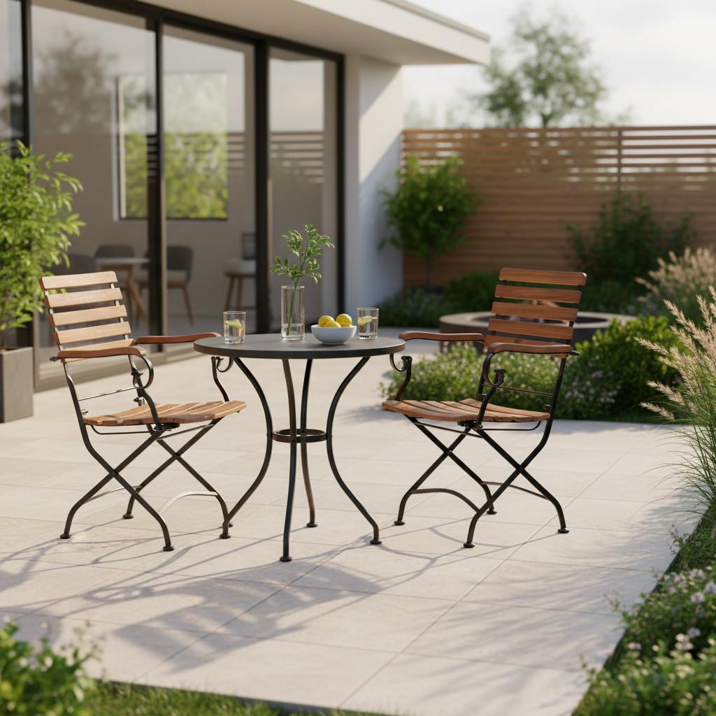 Gartenklappsessel-set Acamp Lindau Klappsessel-Set - Anthrazit/Akaziefarben, Basics, Holz/Metall (55/89/58cm) - Gardenson