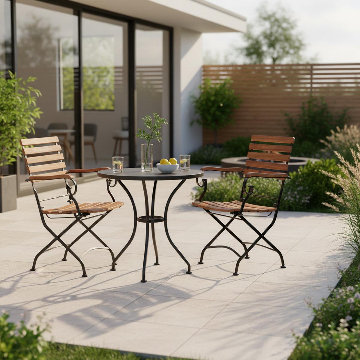 Gartenklappsessel-set Acamp Lindau Klappsessel-Set - Anthrazit/Akaziefarben, Basics, Holz/Metall (55/89/58cm) - Gardenson