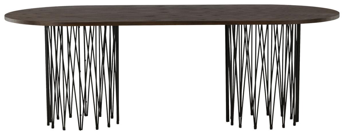 Esstisch Stone - Dunkelbraun/Schwarz, Design, Holz/Metall (220/100/74cm) - Livetastic