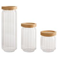 Vorratsdosenset Nadja - Klar/Naturfarben, Basics, Glas/Holz - James Wood