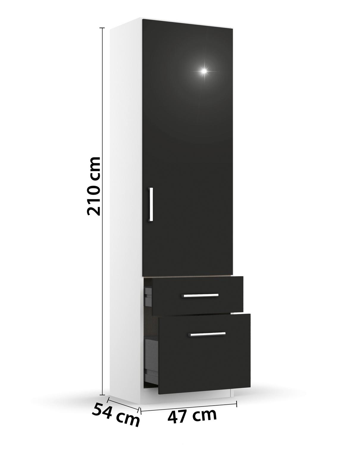 Drehtürenschrank 47 cm Berlin Weiß/Grau - Weiß/Grau, MODERN, Holzwerkstoff (47/197/54cm) - Rauch Möbel
