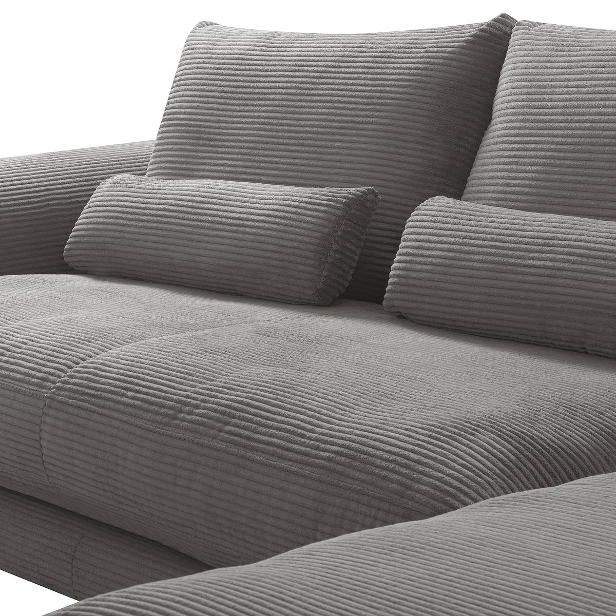Ecksofa Berlin Cord Grau 313x172 cm - Schwarz/Grau, Design, Textil (313/172cm) - P & B