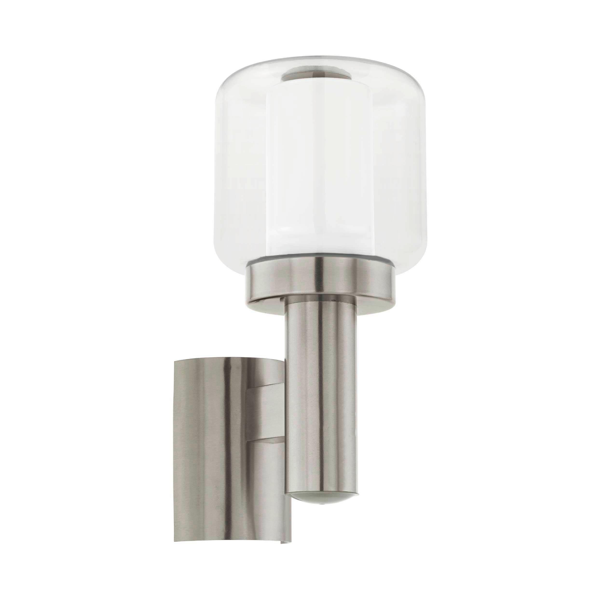 Außenwandleuchte Poliento 28w Metall Kunststoff Glas - Klar/Edelstahlfarben, KONVENTIONELL, Glas/Kunststoff (15/19,5/32,5cm) - Eglo