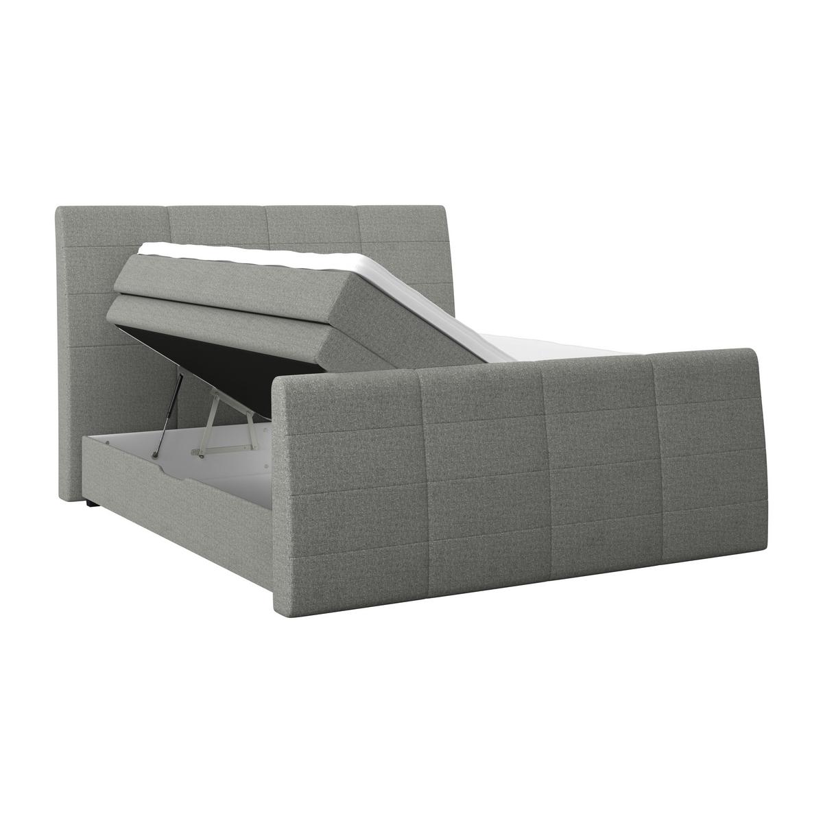 Boxspringbett mit Topper & Bettkasten 160x200 Libra - Hellgrau/Schwarz, KONVENTIONELL, Textil (160/200cm)