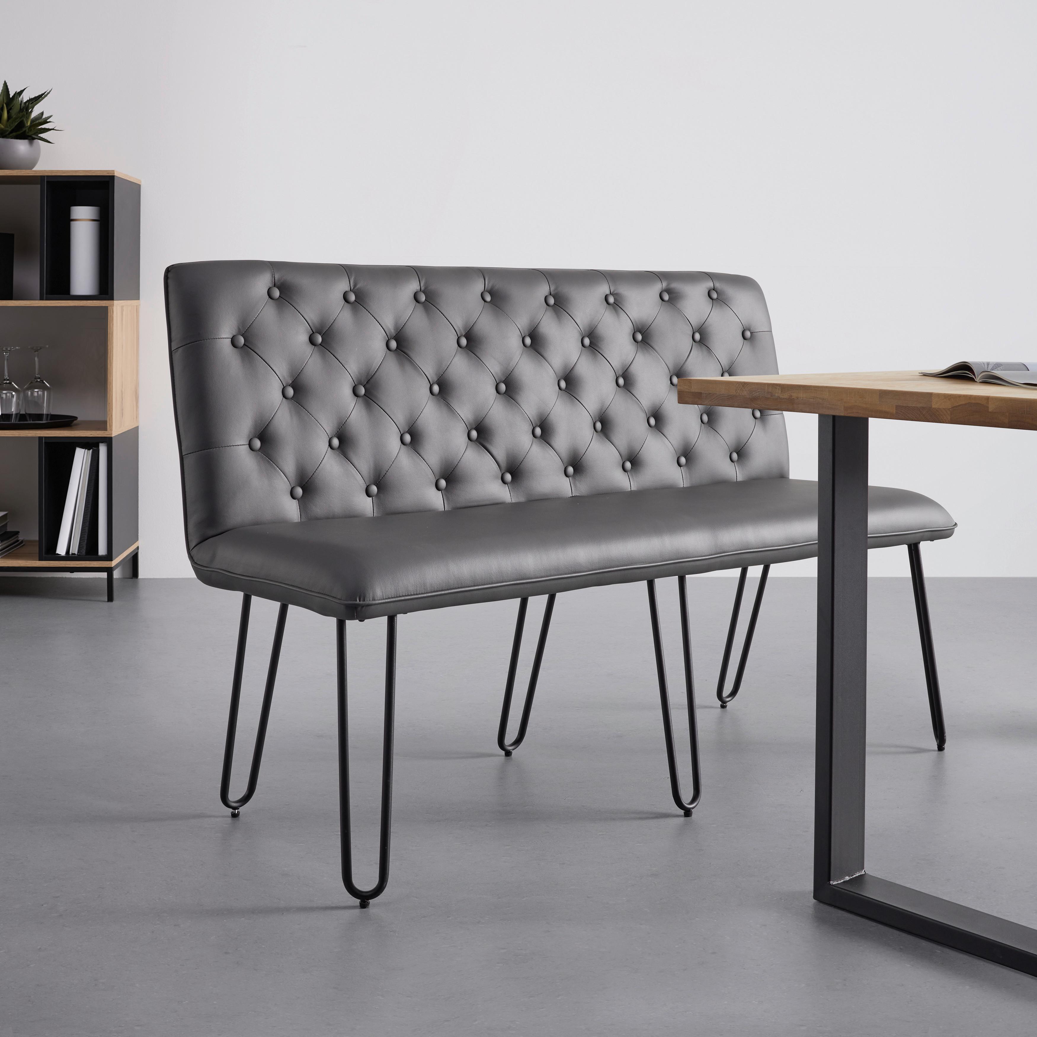 Lavice Ivie - šedá/černá, Moderní, kov/dřevo (140/92/62cm) - Bessagi Home