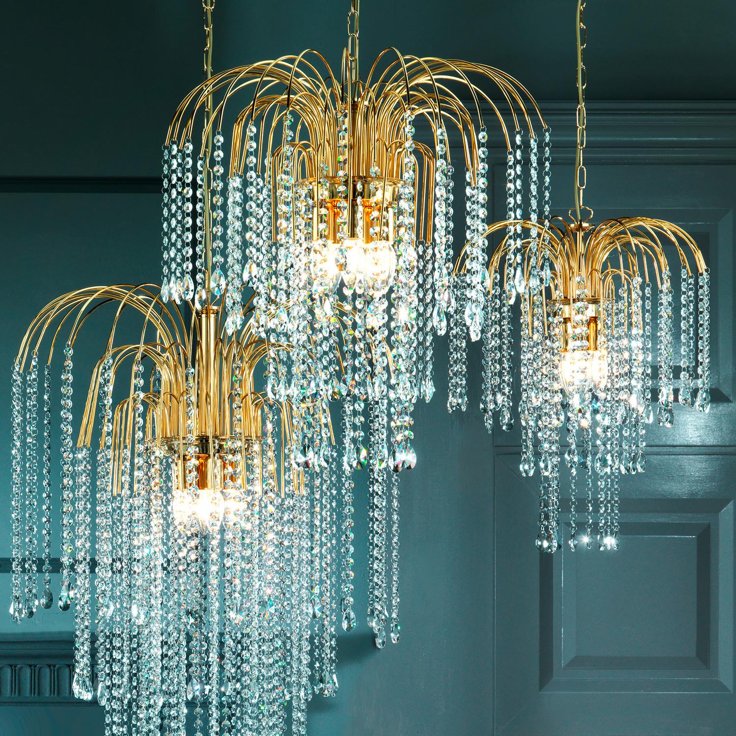 Kristall-Hängeleuchte 4698/Moro - Goldfarben, KONVENTIONELL, Glas/Metall (40/110cm)