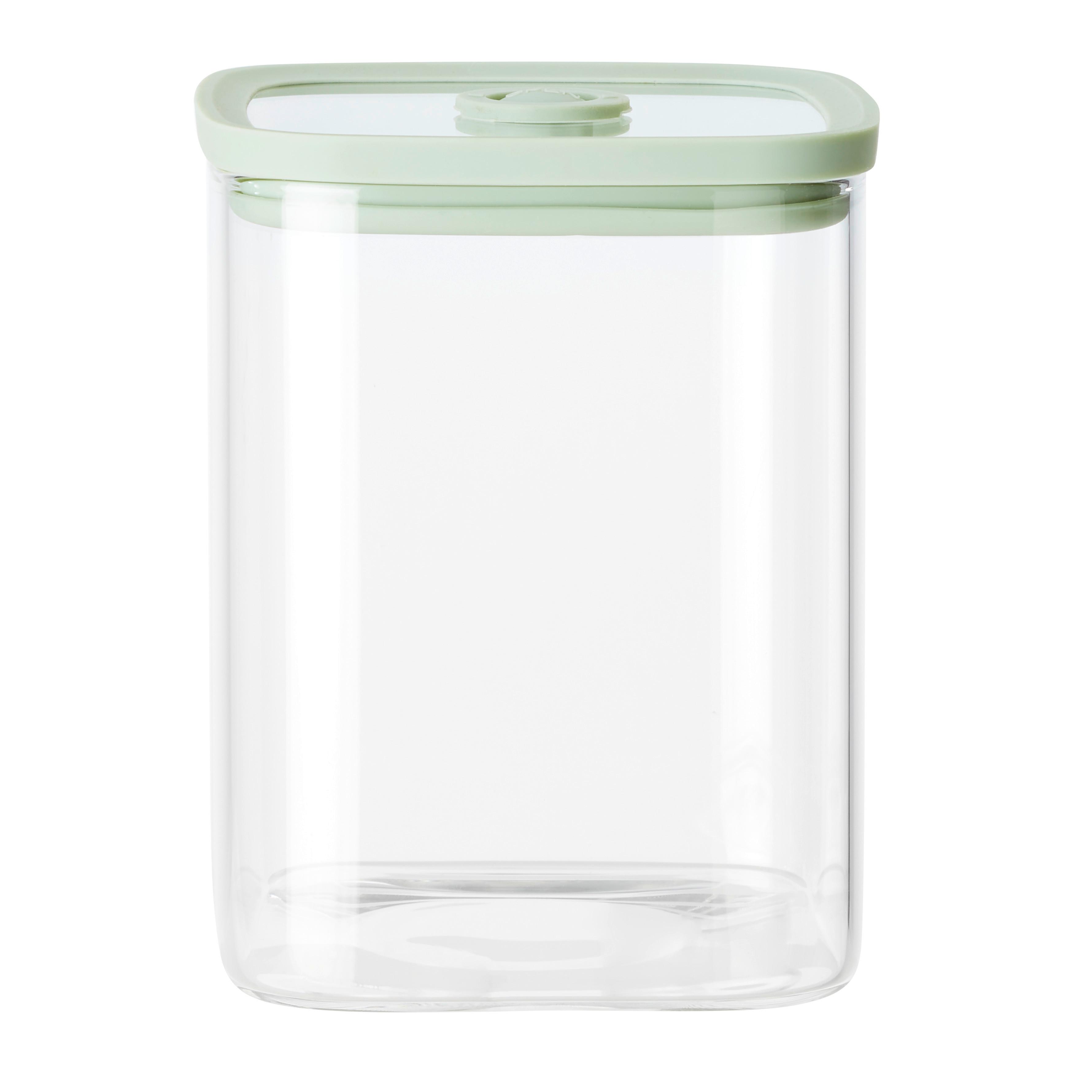 SKLENĚNÁ DÓZA NA POTRAVINY SELINA - CA. 1L - zelená/čiré, Moderní, plast/sklo (10,3/12,8/10,3cm) - Modern Living