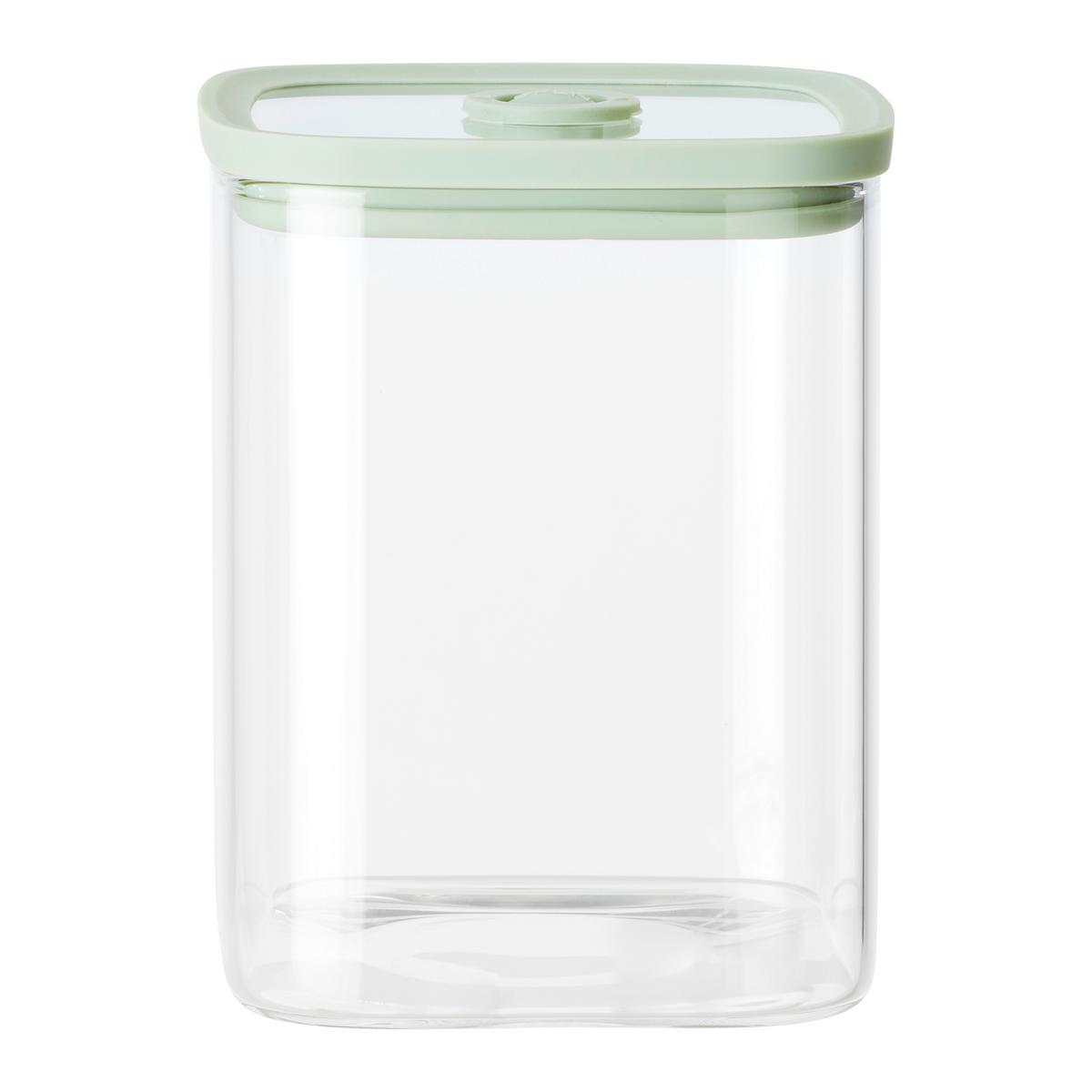 SKLENENÁ DÓZA NA POTRAVINY SELINA - CA. 1L - číra/zelená, Modern, plast/sklo (10,3/12,8/10,3cm) - Modern Living