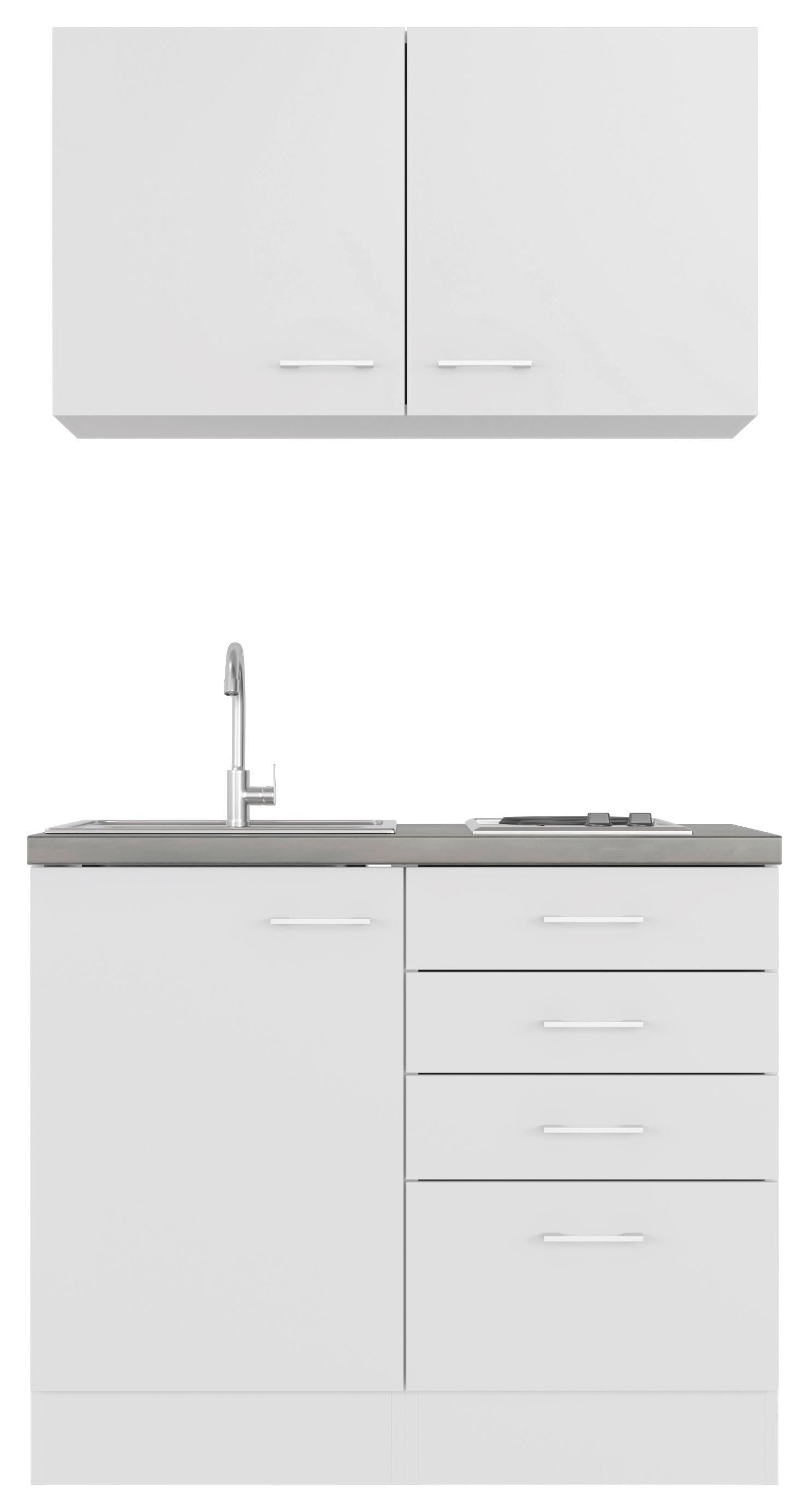 Miniküche Lucca Mit Spüle 100 cm Weiß/Graubraun - Graubraun/Weiß, MODERN, Holzwerkstoff (100cm) - FlexWell