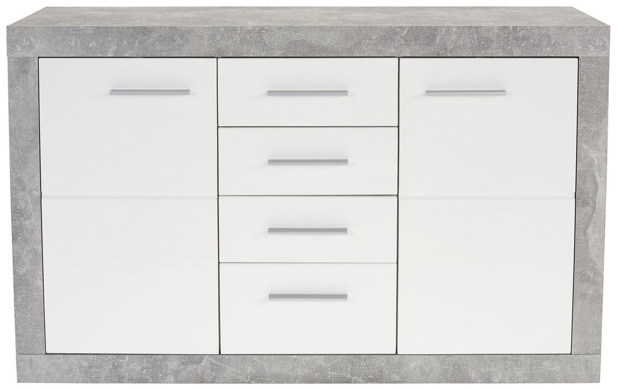 ŠIROKÁ KOMODA MALTA - šedá/bílá, Moderní, kompozitní dřevo/plast (138/86/35cm)