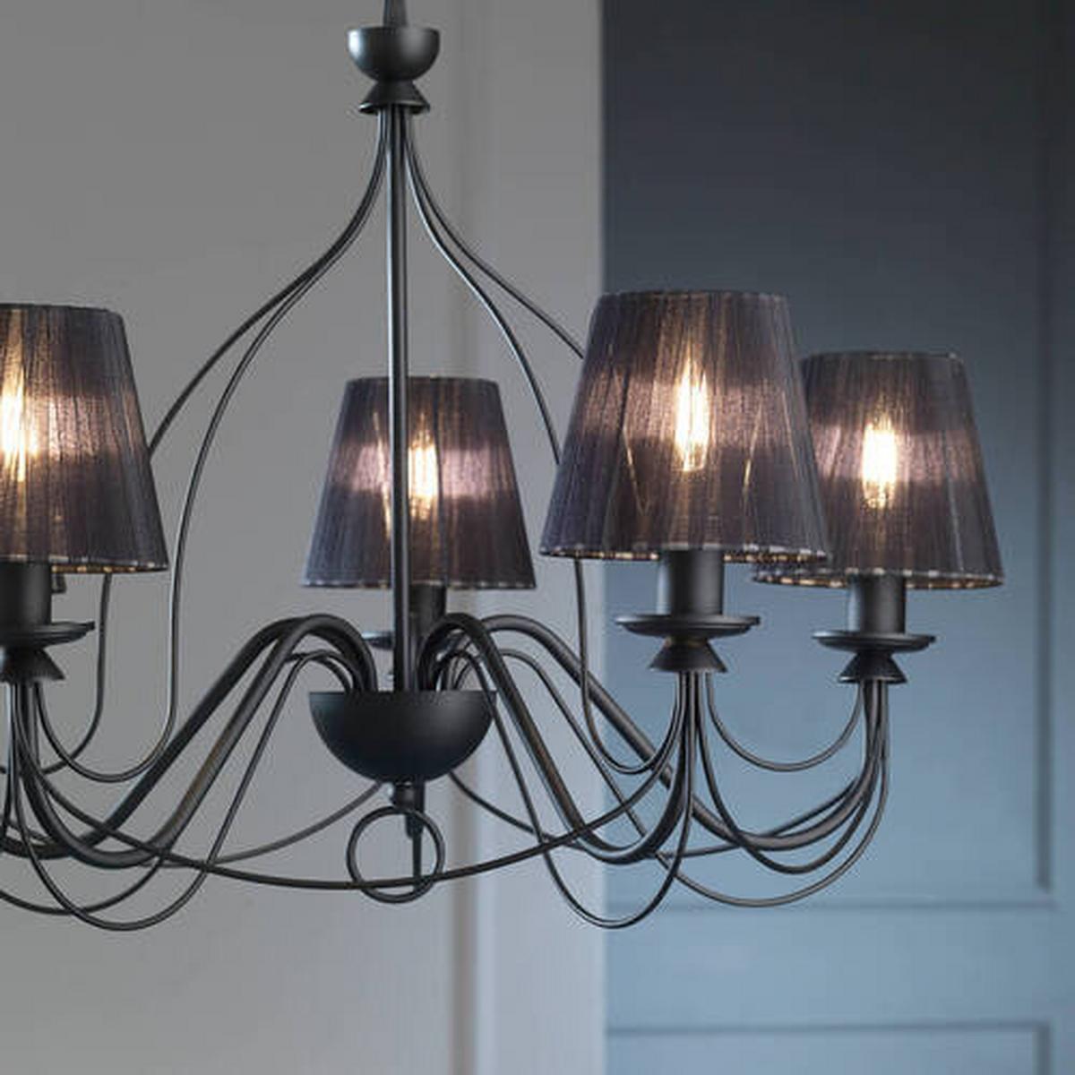 Kronleuchter 5031/5np - Schwarz, KONVENTIONELL, Textil/Metall (65/65/130cm)