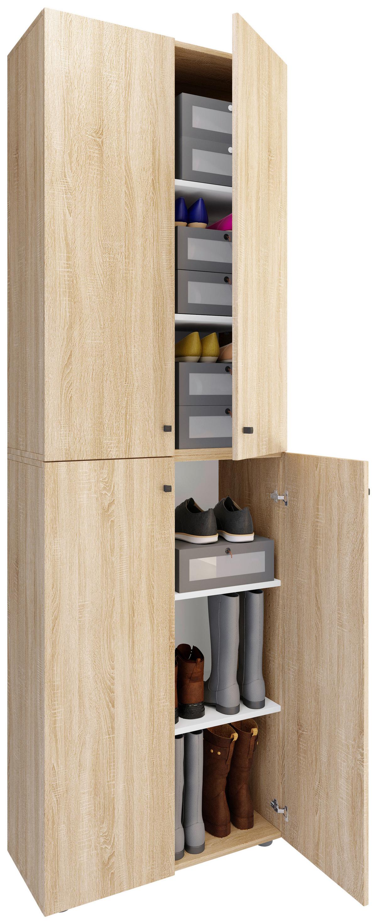Schuhschrank Lona Sonoma Eiche Dekor - Schwarz/Sonoma Eiche, Design, Holzwerkstoff (70/220/40cm) - MID.YOU