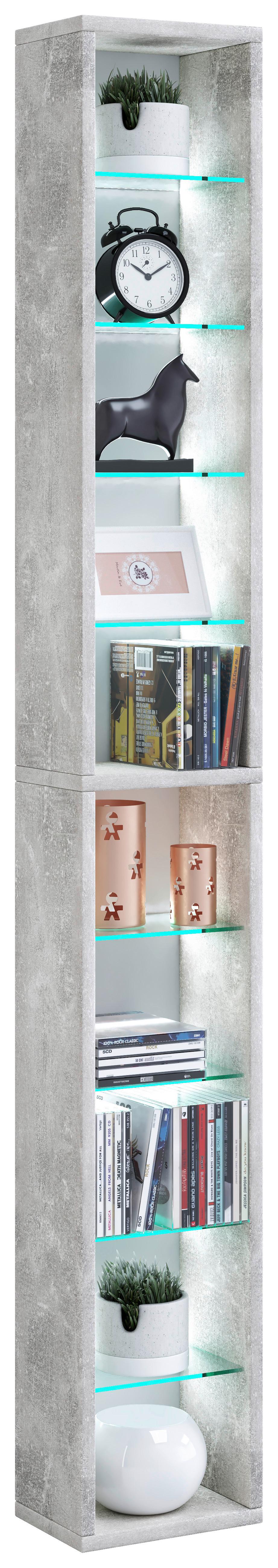 Wandregal Rasito Grau B: 21 cm - Grau, Design, Glas/Holzwerkstoff (21/152/14cm) - MID.YOU