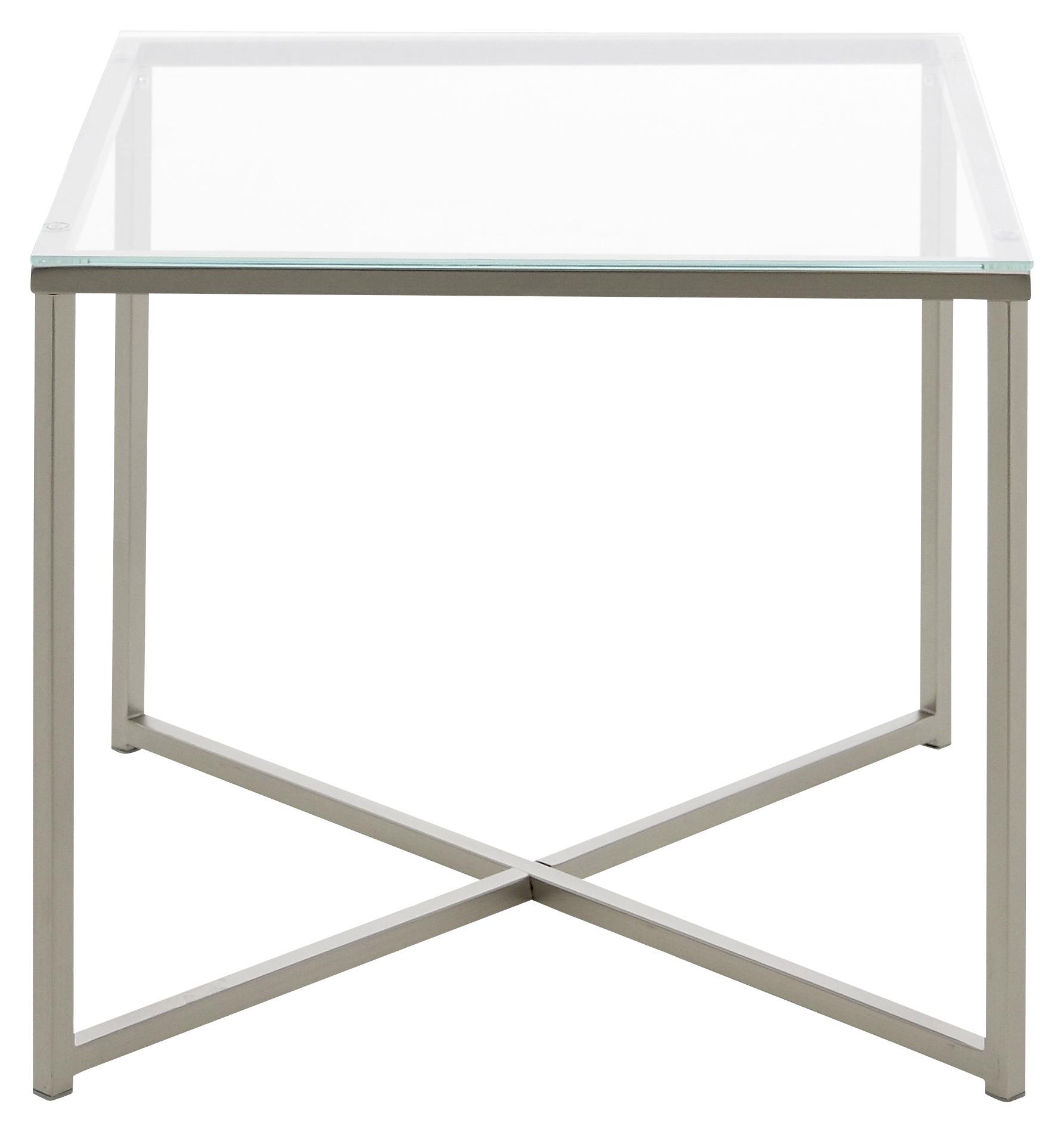 Beistelltisch Cross quadratisch in Chrom und Glas