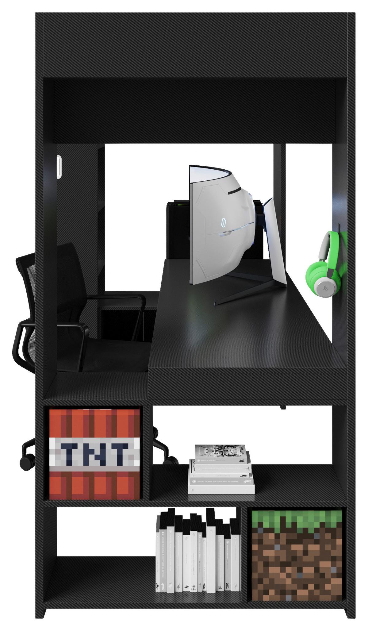 Hochbett Minecraft - Schwarz, MODERN, Holz/Holzwerkstoff (90/200cm) - Minecraft