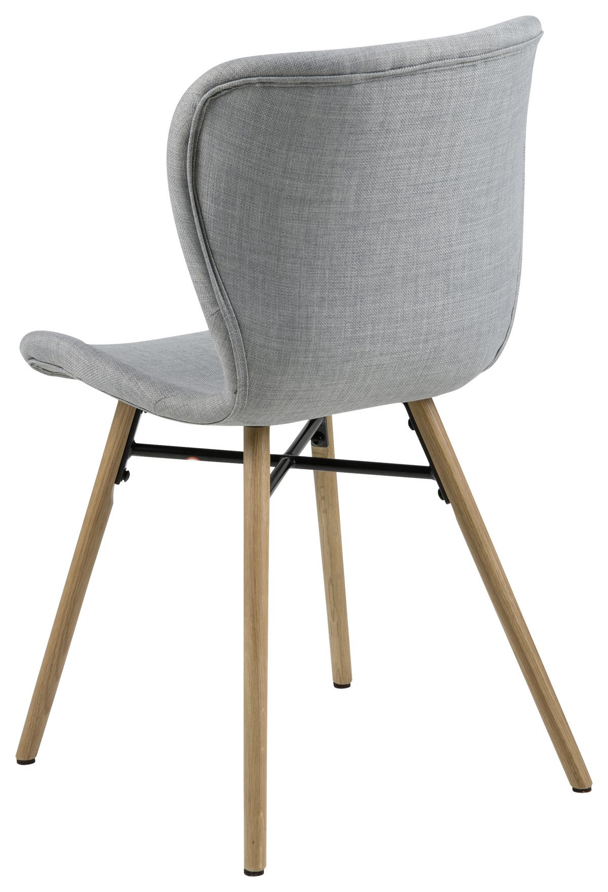 Polsterstuhl Batilda Hellgrau Echtholz Beine - Eichefarben/Hellgrau, LIFESTYLE, Holz/Textil (47/82,5/53cm) - Carryhome