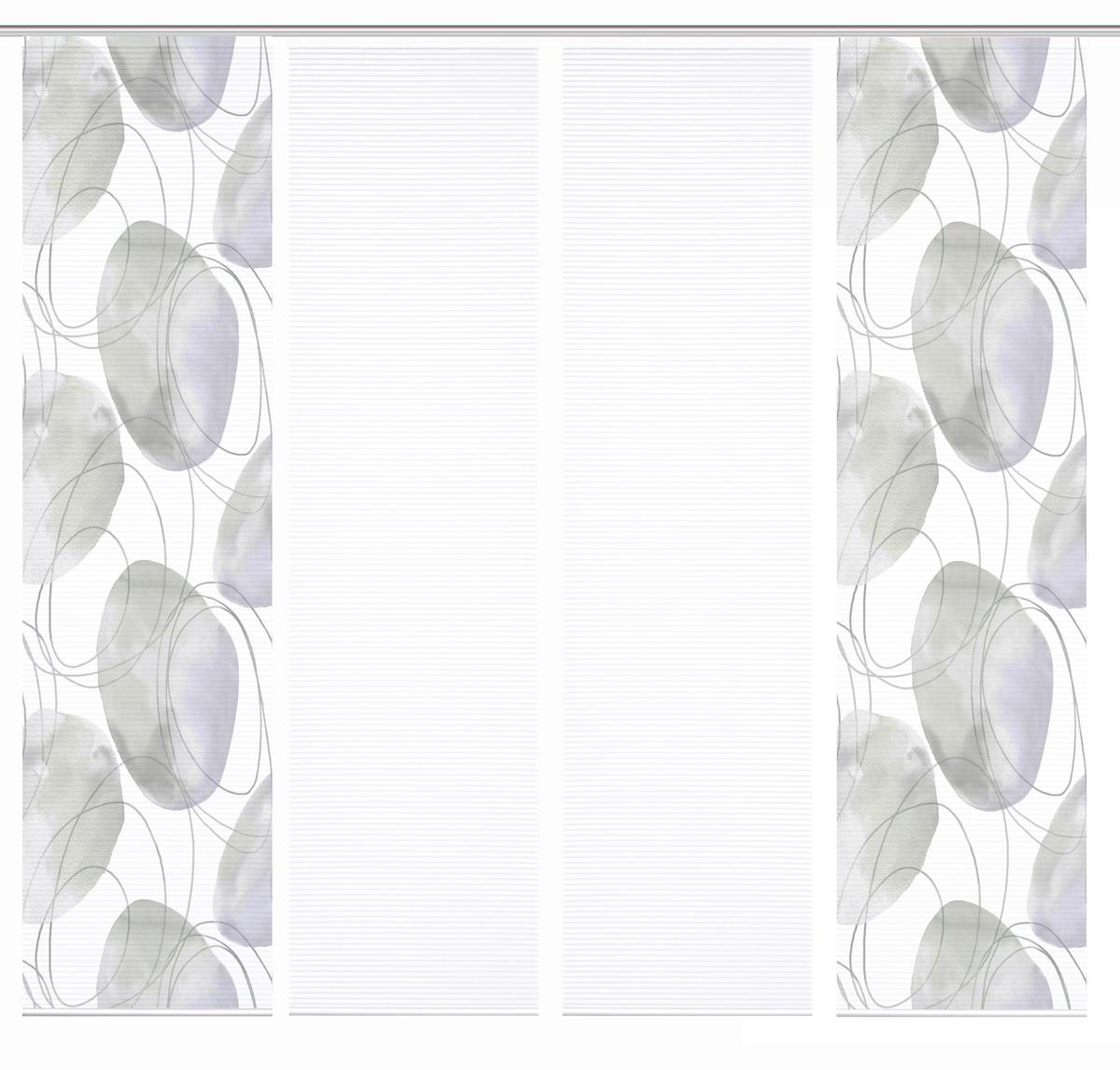 Flächenvorhang Ellrik 4er Set - Flieder/Weiß, Natur, Textil (60/245cm)