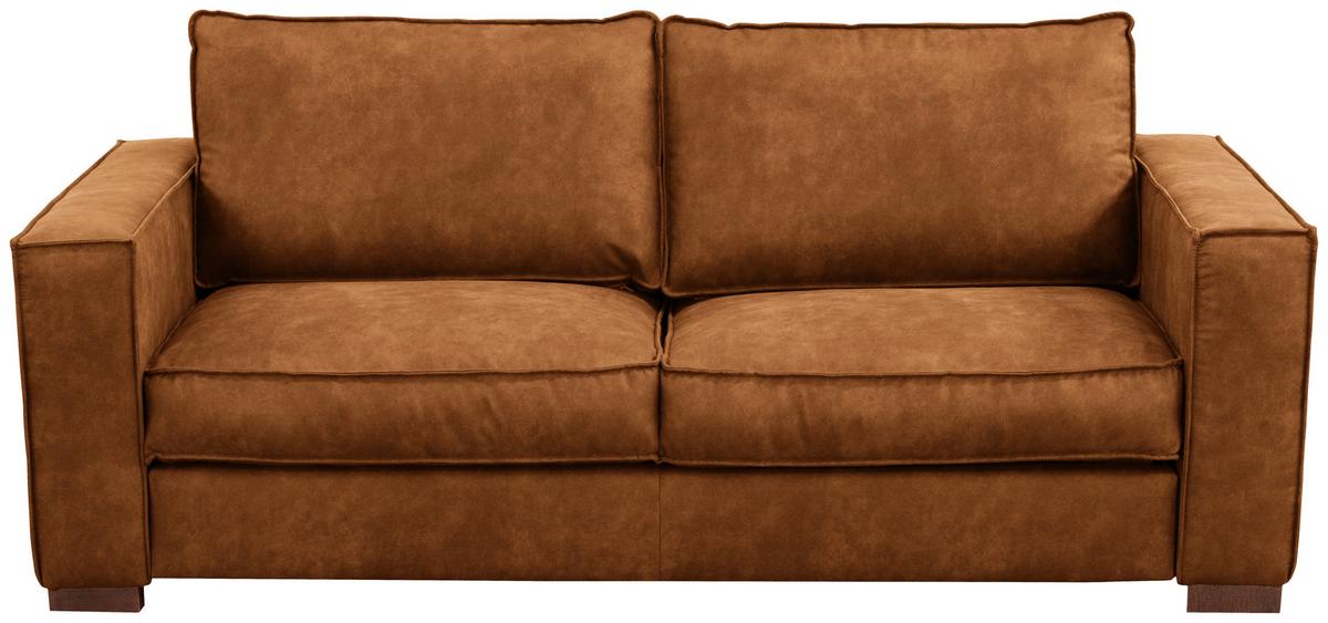 Schlafsofa Texas Cognac Mikrofaser, B: 203 cm - Cognac/Dunkelbraun, Design, Textil (203/85/99cm) - MID.YOU
