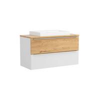 WASCHTISCHKOMBI Verona Weiß/Wildeiche B: 100cm - Wildeiche/Weiß, Trend, Holzwerkstoff/Stein (100/63/47cm) - Held