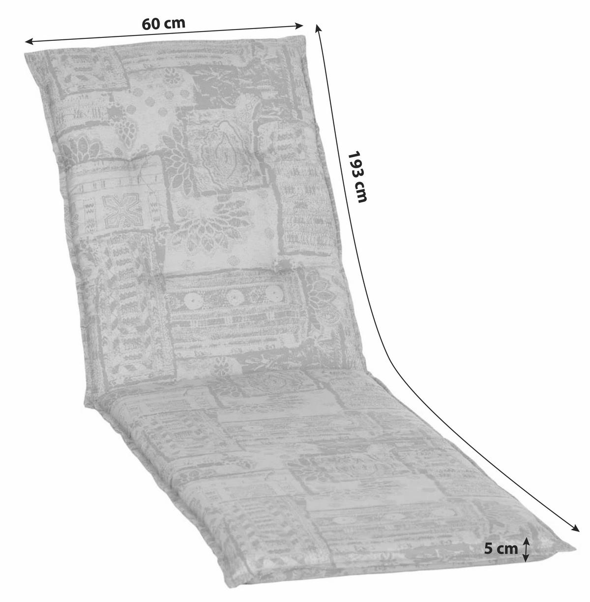 Auflage für Liege Genf 193x60x5 cm Grau / Anthrazit - Anthrazit/Grau, Basics, Textil (193/60/5cm) - Beo