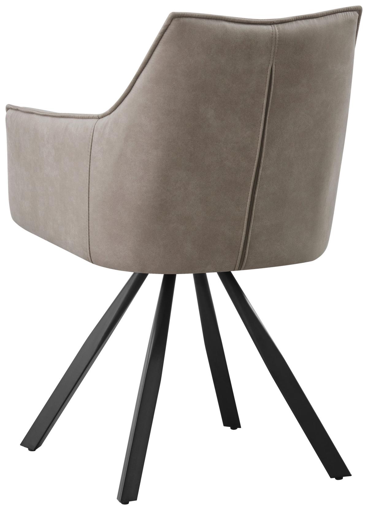 Armlehnstuhl Luna drehbar hellgrau, B: 57cm - Hellgrau/Schwarz, MODERN, Holz/Textil (57/90/62cm)
