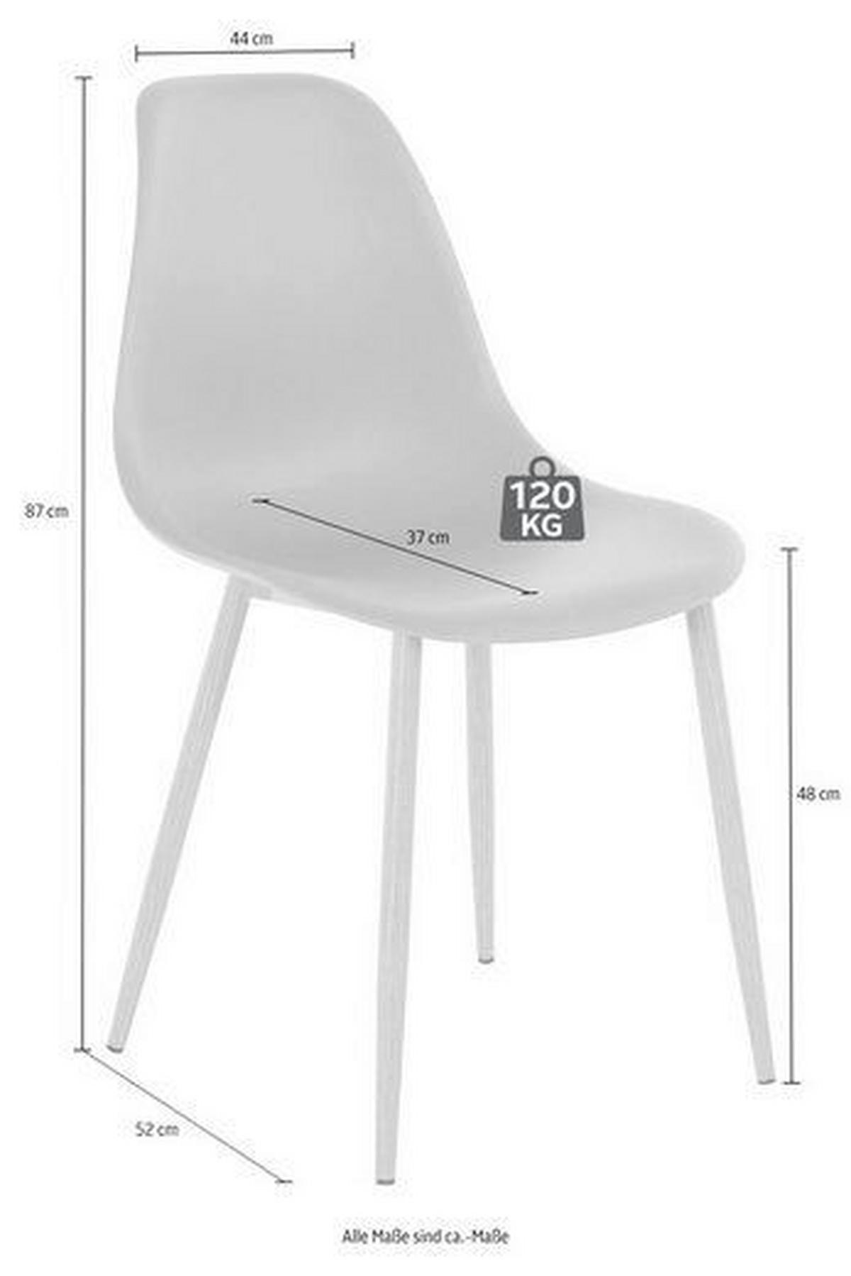 Stuhl-set Miller Weiß/eiche Dekor B: 44cm 2--Teilig - Eichefarben/Weiß, Design, Kunststoff/Metall (44/87/52cm) - MID.YOU