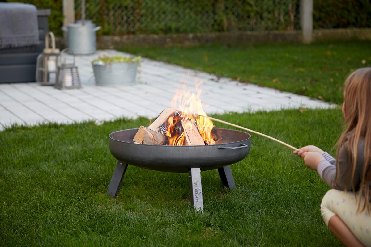 Feuerschale Ø 80 Cm Relax Mit Tragegriff - Silberfarben, MODERN, Metall (80/30cm) - Homezone