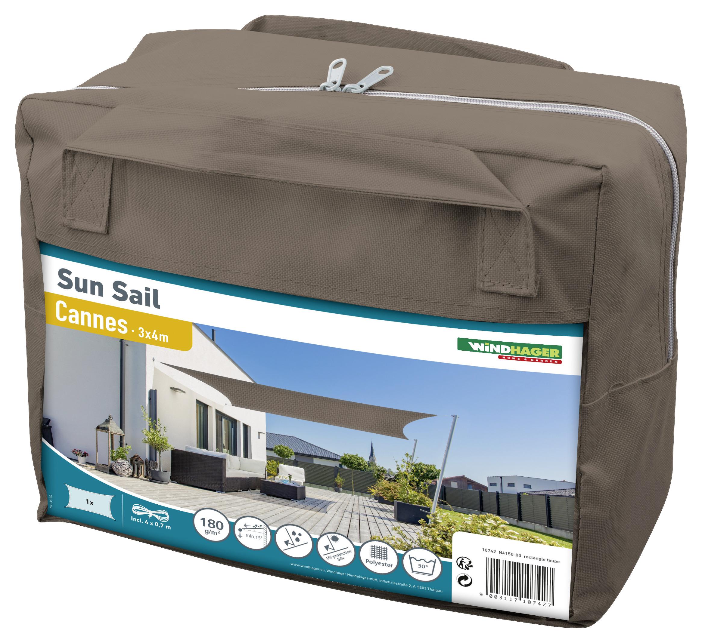 Sonnensegel Rechteck 3x4 M - Taupe, Basics (300/400cm)
