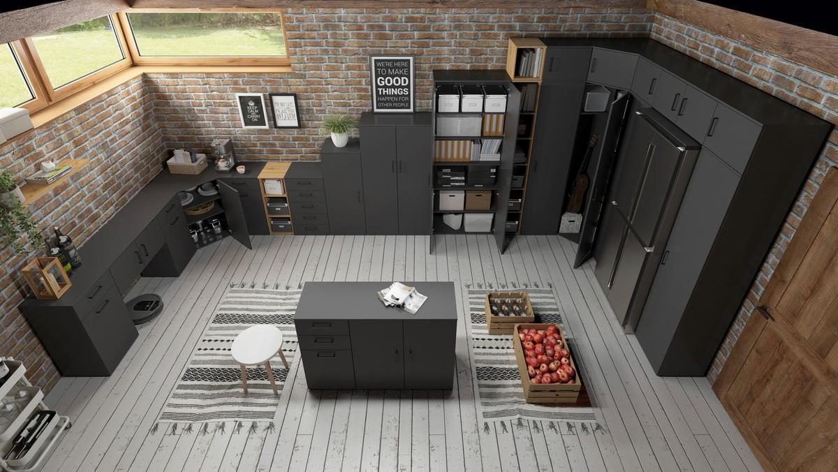 Komód Multistauraum - grafitszürke, Modern, faalapú anyag (45/83/40cm) - Carryhome