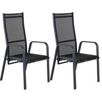 Gartensessel-set Copacabana Aluminium - Schwarz, KONVENTIONELL, Metall (56.5/110/65cm) - Gardenson