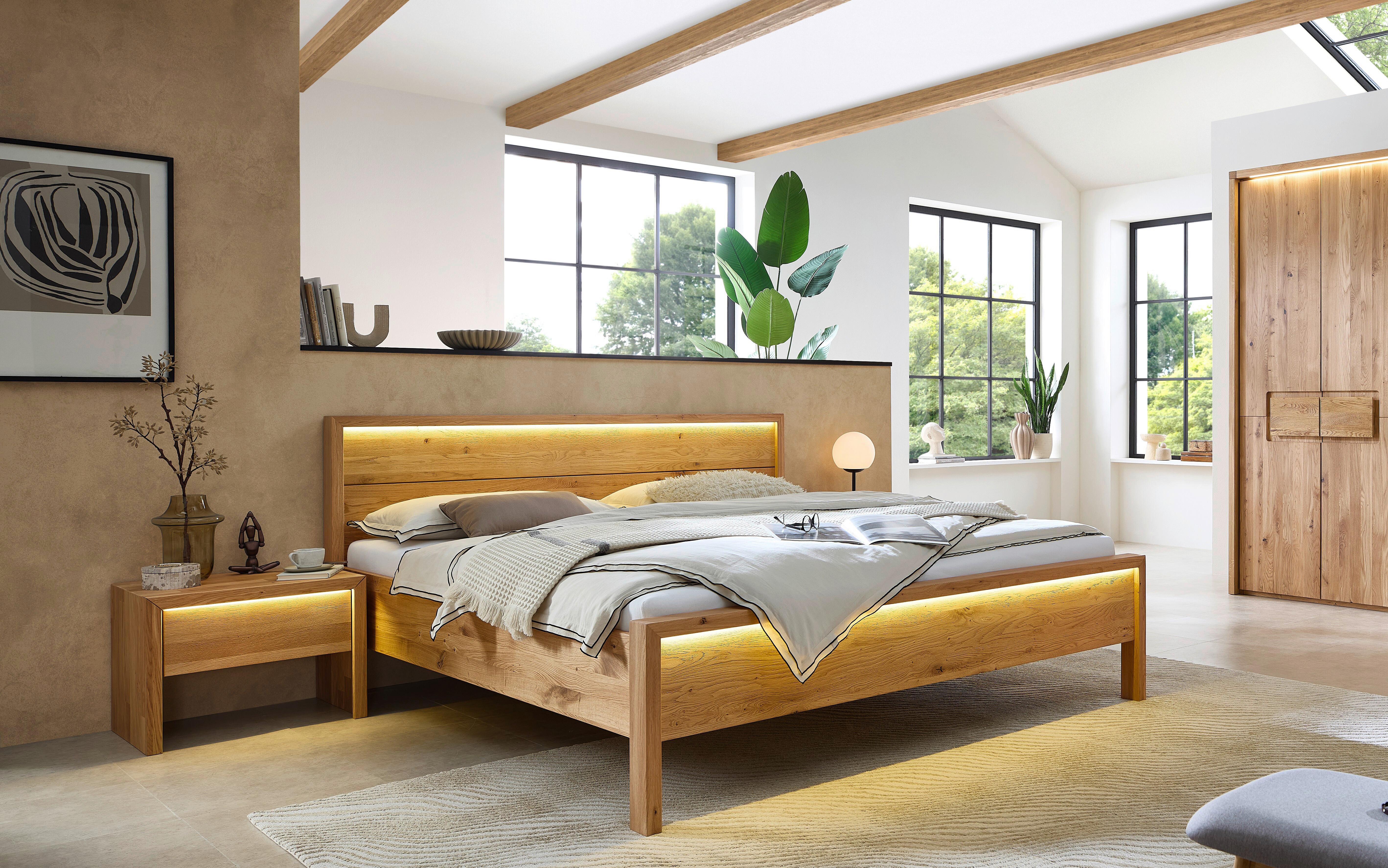 Bett Emilia Naturfarben /Wildeiche 160x200cm - Wildeiche/Naturfarben, MODERN, Holz (160/200cm) - MID.YOU