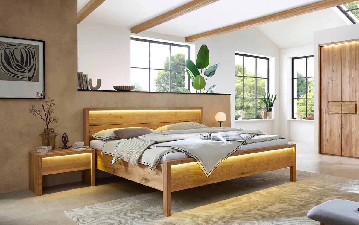 Bett Emilia Naturfarben /Wildeiche 160x200cm - Wildeiche/Naturfarben, MODERN, Holz (160/200cm) - MID.YOU