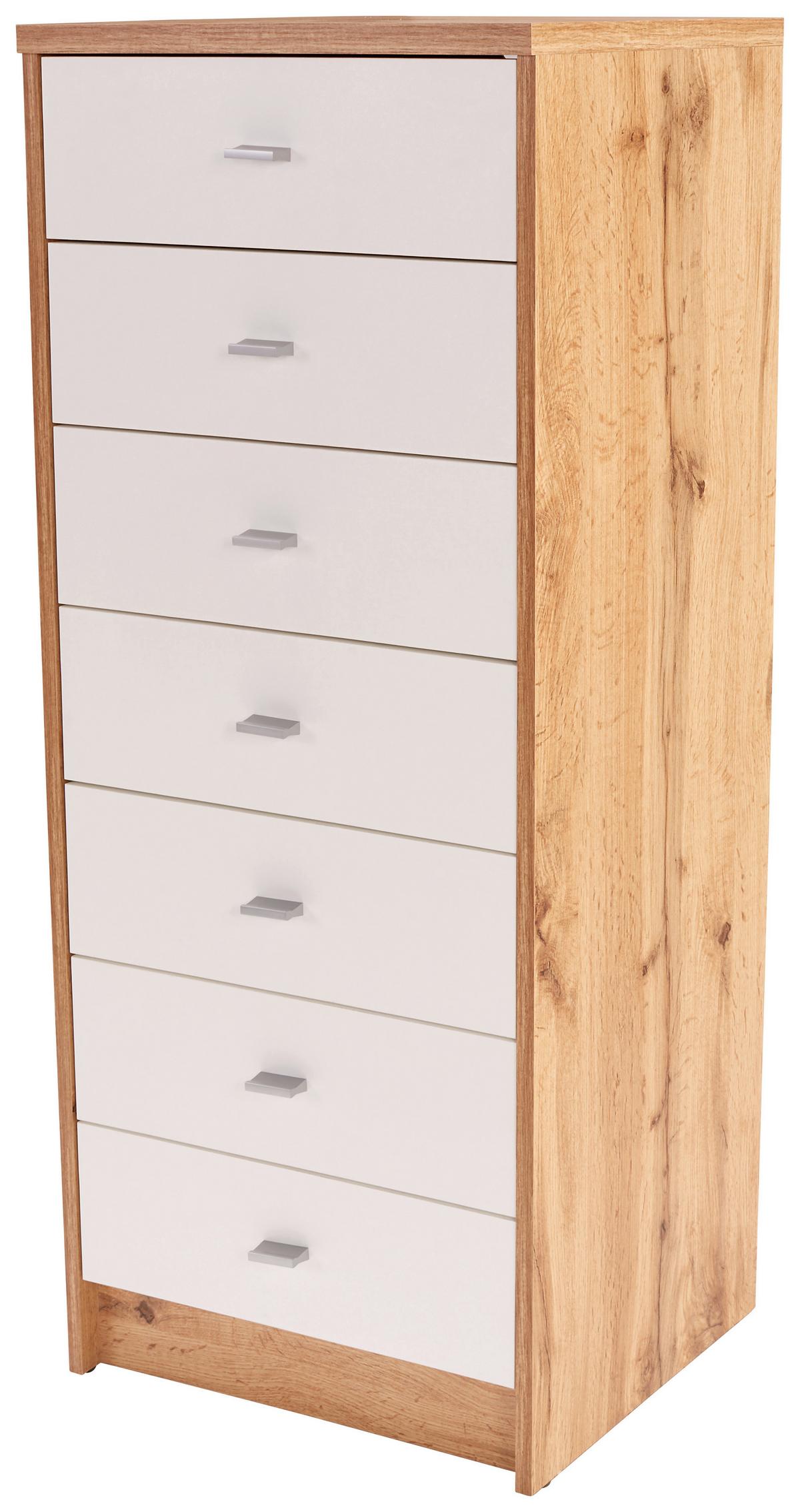 Kommode B 50cm 4-you New, Wotan Eiche Dekor/ Weiß - Eichefarben/Weiß, MODERN, Holzwerkstoff (50/111,4/34,6cm)