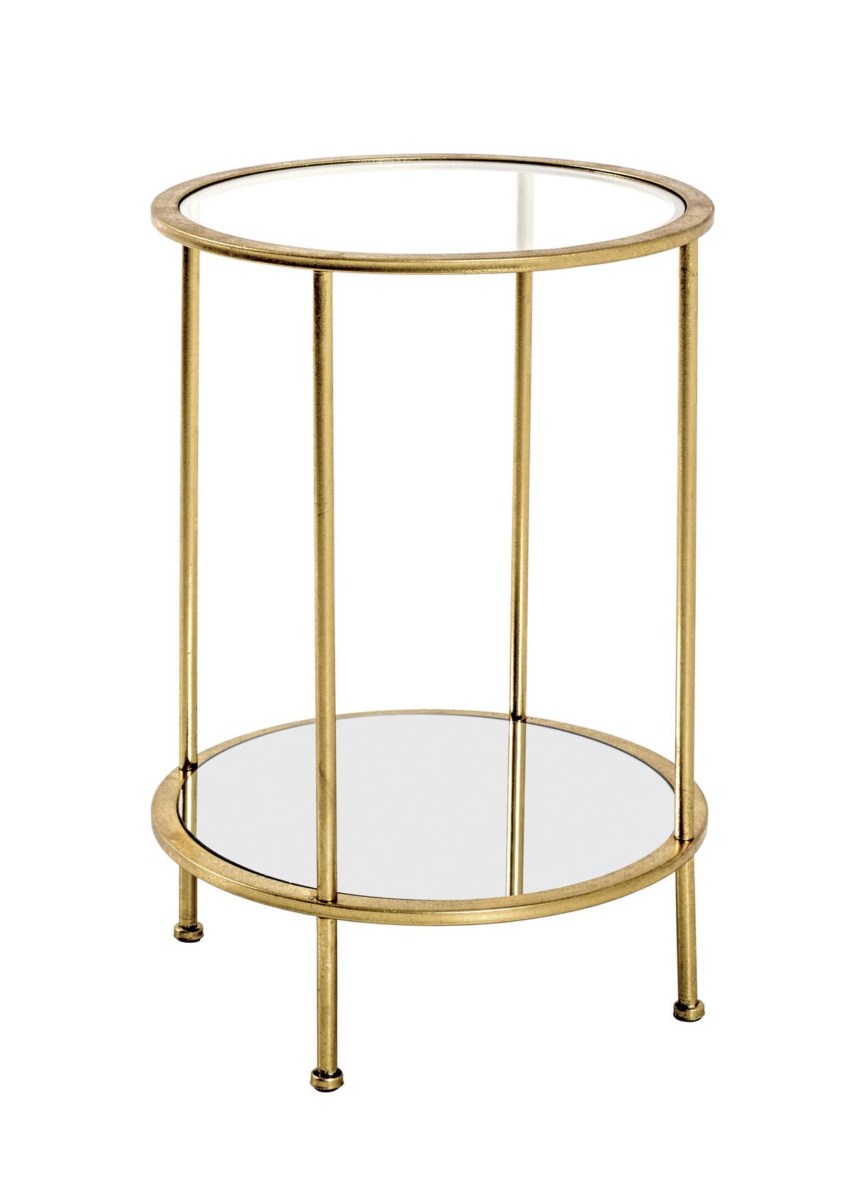 Odkládací stolek FARO 1 zlatá - barvy zlata, Basics, kov/sklo (38/38/55cm)