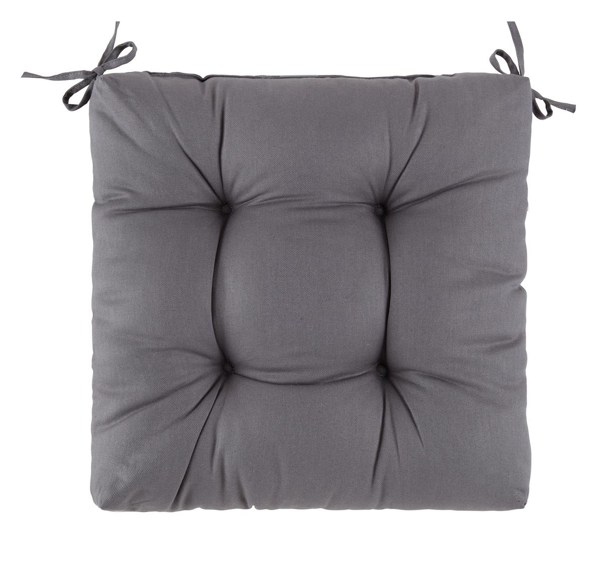 Sedací polštář Elli, 40/40/7cm, antracitová - antracitová, Konvenční (40/40/7cm) - Mömax