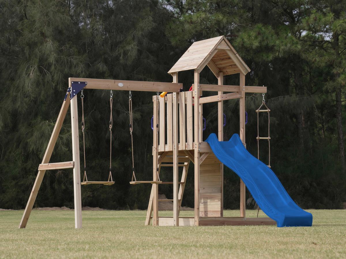 Spielturm A030.500.00 - Blau, KONVENTIONELL, Holz/Kunststoff (342/267/375cm) - Ambia Garden