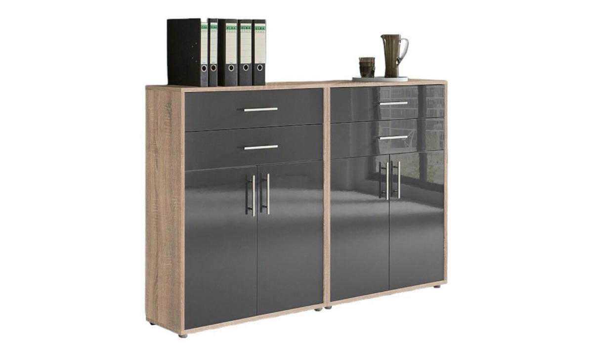 Aktenschrank Office Edition Anthr. Hg/eiche D. B: 168,8cm - Anthrazit Hochglanz/Sonoma Eiche, MODERN, Holzwerkstoff (168,8/113,6/33cm) - MID.YOU