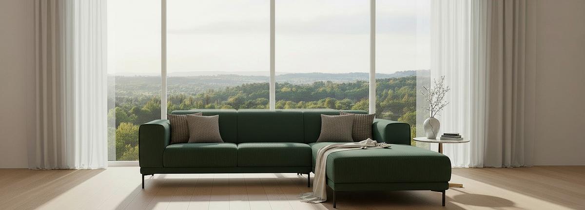 Ecksofa Erno Grün S: 262 Cm - Schwarz/Grün, Design, Textil (262/183cm) - MID.YOU